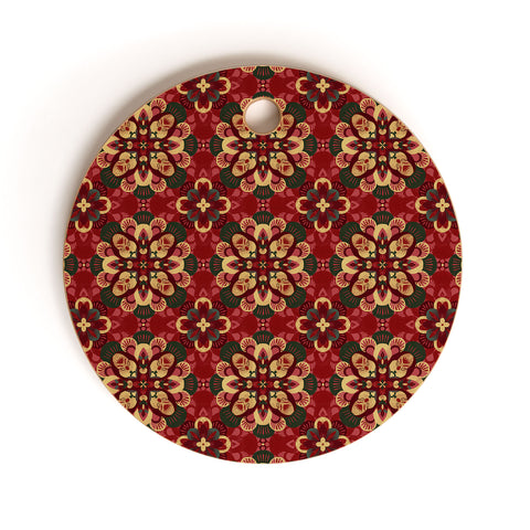 Pimlada Phuapradit Floral baubles in red Cutting Board Round