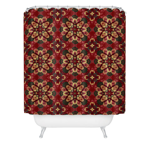 Pimlada Phuapradit Floral baubles in red Shower Curtain