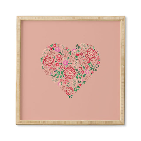 Pimlada Phuapradit Floral Heart Pink Framed Wall Art