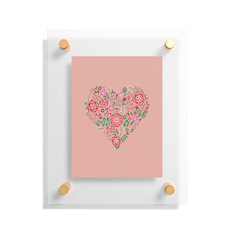 Pimlada Phuapradit Floral Heart Pink Floating Acrylic Print