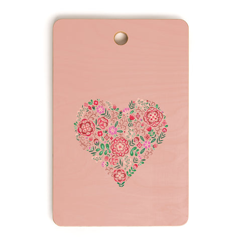 Pimlada Phuapradit Floral Heart Pink Cutting Board Rectangle