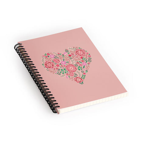 Pimlada Phuapradit Floral Heart Pink Spiral Notebook