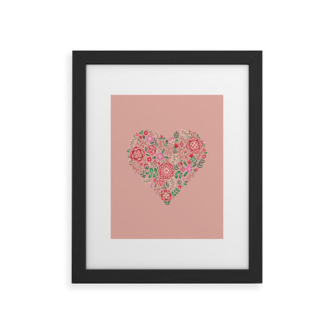 Pimlada Phuapradit Floral Heart Pink Framed Art Print