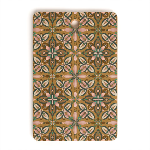 Pimlada Phuapradit Floral tile in yellow ochre Cutting Board Rectangle