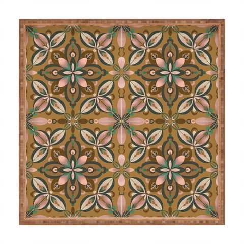 Pimlada Phuapradit Floral tile in yellow ochre Square Tray