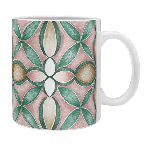 Pimlada Phuapradit Floral tile pink and green Coffee Mug