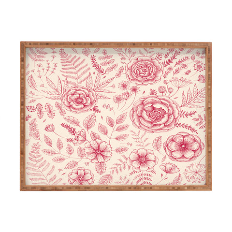 Pimlada Phuapradit Flower drawing pink Rectangular Tray