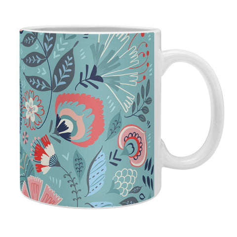 Pimlada Phuapradit Folk Floral Blue Coffee Mug