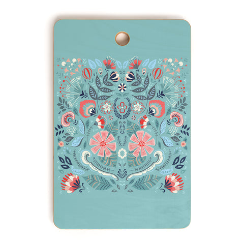 Pimlada Phuapradit Folk Floral Blue Cutting Board Rectangle