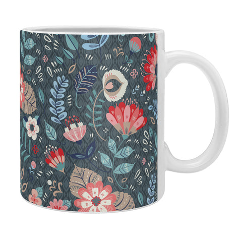 Pimlada Phuapradit Folk Floral Gray Coffee Mug