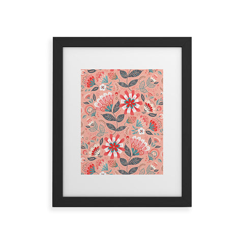 Pimlada Phuapradit Folk Floral Pink Framed Art Print