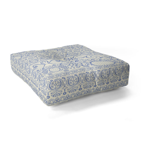Pimlada Phuapradit Lace drawing blue and white Floor Pillow Square