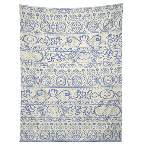Pimlada Phuapradit Lace drawing blue and white Tapestry
