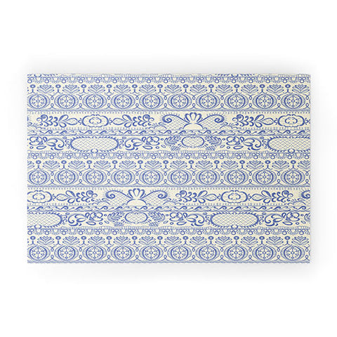Pimlada Phuapradit Lace drawing blue and white Welcome Mat