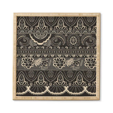 Pimlada Phuapradit Lace drawing charcoal and cream Framed Wall Art
