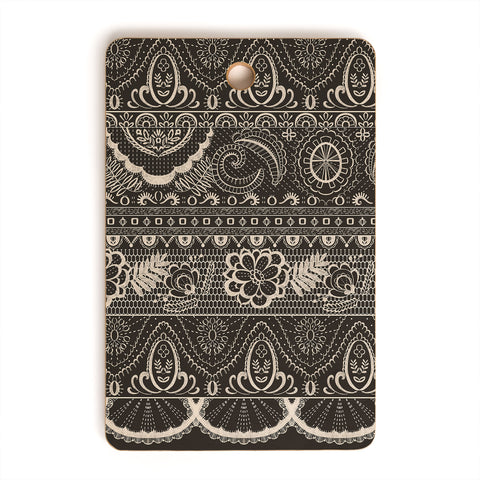 Pimlada Phuapradit Lace drawing charcoal and cream Cutting Board Rectangle
