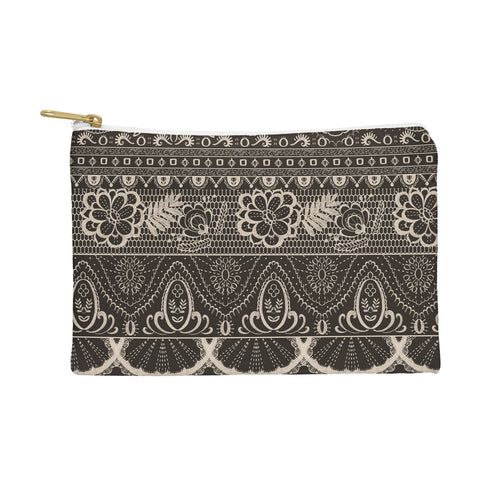 Pimlada Phuapradit Lace drawing charcoal and cream Pouch