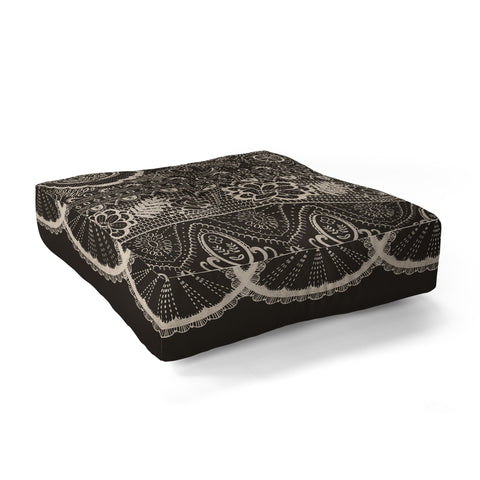 Pimlada Phuapradit Lace drawing charcoal and cream Floor Pillow Square