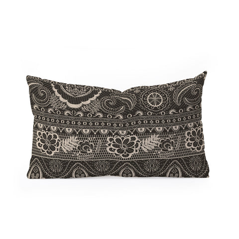 Pimlada Phuapradit Lace drawing charcoal and cream Oblong Throw Pillow