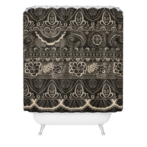 Pimlada Phuapradit Lace drawing charcoal and cream Shower Curtain
