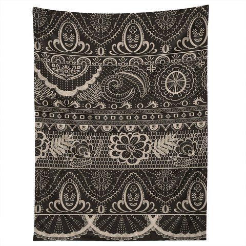 Pimlada Phuapradit Lace drawing charcoal and cream Tapestry