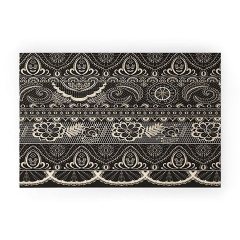 Pimlada Phuapradit Lace drawing charcoal and cream Welcome Mat