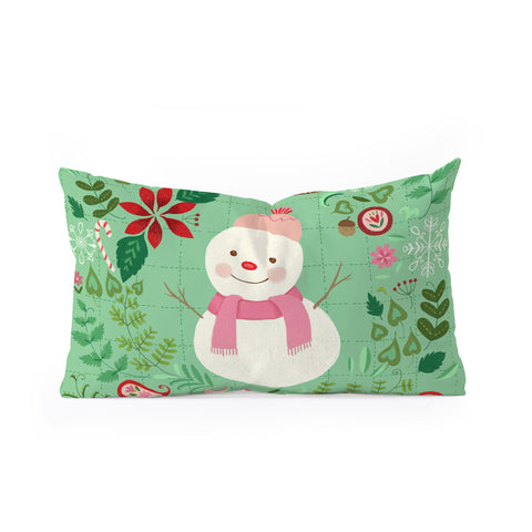 Pimlada Phuapradit Mint Snowman Oblong Throw Pillow
