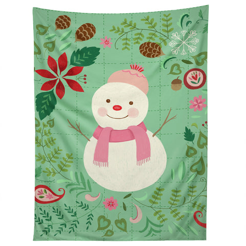 Pimlada Phuapradit Mint Snowman Tapestry