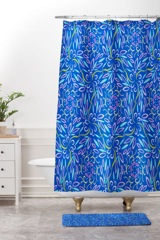 Pimlada Phuapradit Neon blue Shower Curtain And Mat