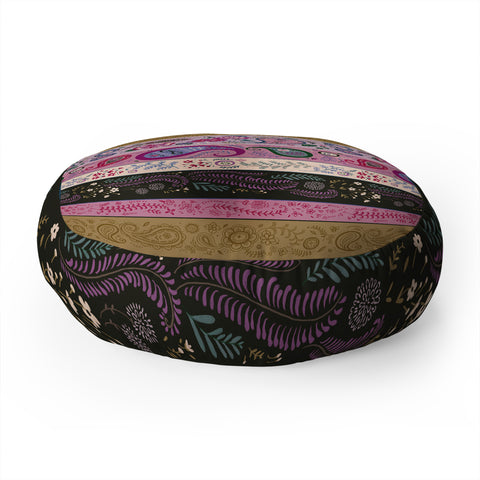 Pimlada Phuapradit Paisley and floral stripes Floor Pillow Round