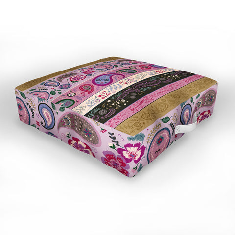 Pimlada Phuapradit Paisley and floral stripes Outdoor Floor Cushion
