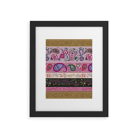 Pimlada Phuapradit Paisley and floral stripes Framed Art Print