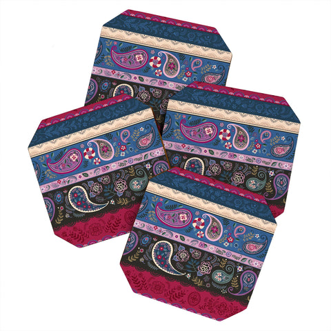 Pimlada Phuapradit Paisley and Lace Stripes Coaster Set