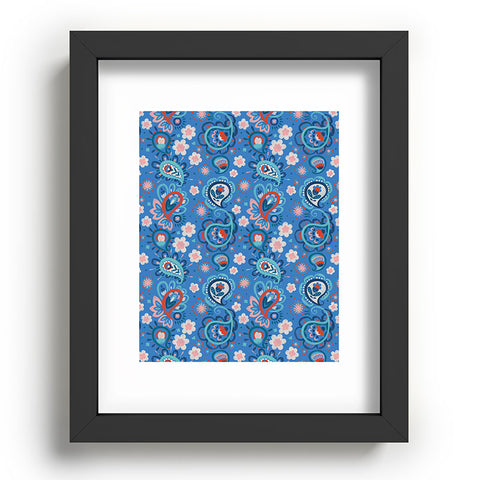 Pimlada Phuapradit Paisley floral blue Recessed Framing Rectangle