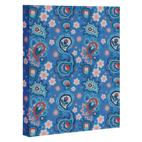Pimlada Phuapradit Paisley floral blue Art Canvas