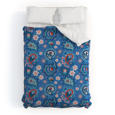 Pimlada Phuapradit Paisley floral blue Comforter