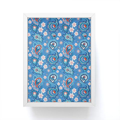 Pimlada Phuapradit Paisley floral blue Framed Mini Art Print