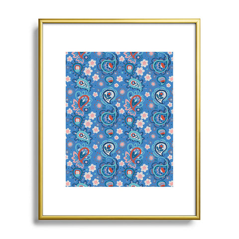 Pimlada Phuapradit Paisley floral blue Metal Framed Art Print