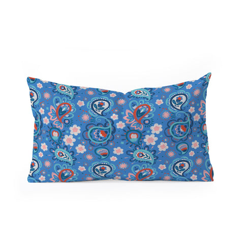Pimlada Phuapradit Paisley floral blue Oblong Throw Pillow