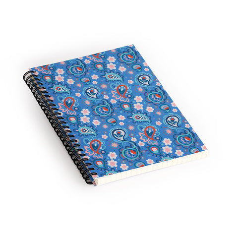 Pimlada Phuapradit Paisley floral blue Spiral Notebook