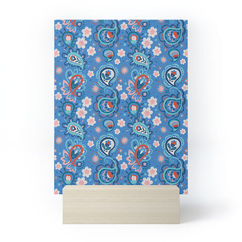Pimlada Phuapradit Paisley floral blue Mini Art Print