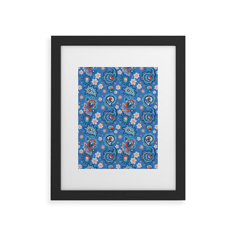 Pimlada Phuapradit Paisley floral blue Framed Art Print