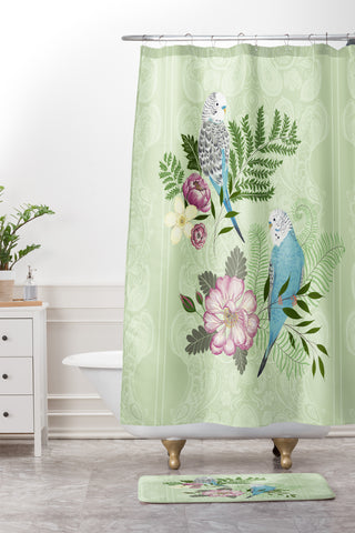 Pimlada Phuapradit Parakeets Shower Curtain And Mat