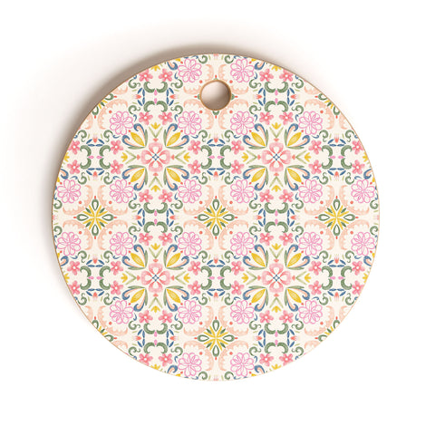 Pimlada Phuapradit Pastel Floral tile Cutting Board Round
