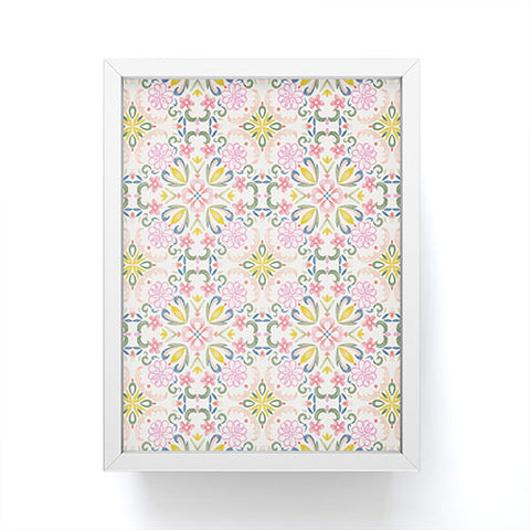Pimlada Phuapradit Pastel Floral tile Framed Mini Art Print