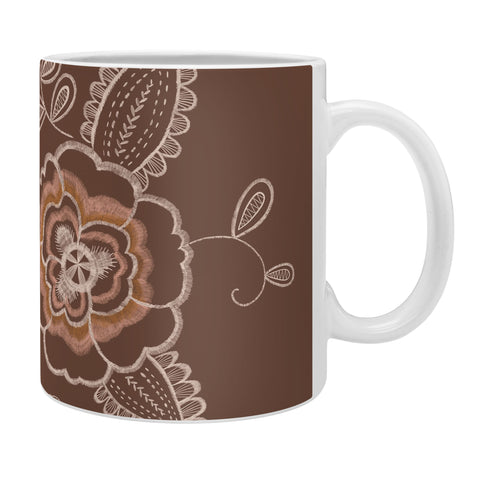 Pimlada Phuapradit Peony Stitch Brown Coffee Mug