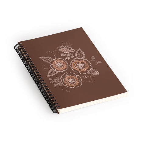 Pimlada Phuapradit Peony Stitch Brown Spiral Notebook