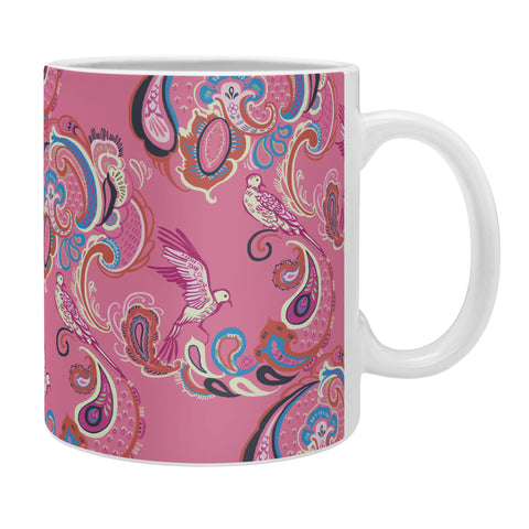 Pimlada Phuapradit Pink Paisley Birds Coffee Mug