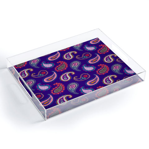 Pimlada Phuapradit Purple Paisleys Acrylic Tray