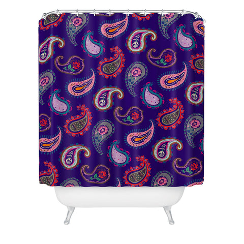 Pimlada Phuapradit Purple Paisleys Shower Curtain